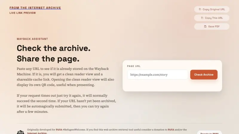 Wayback Assistant web archive reader